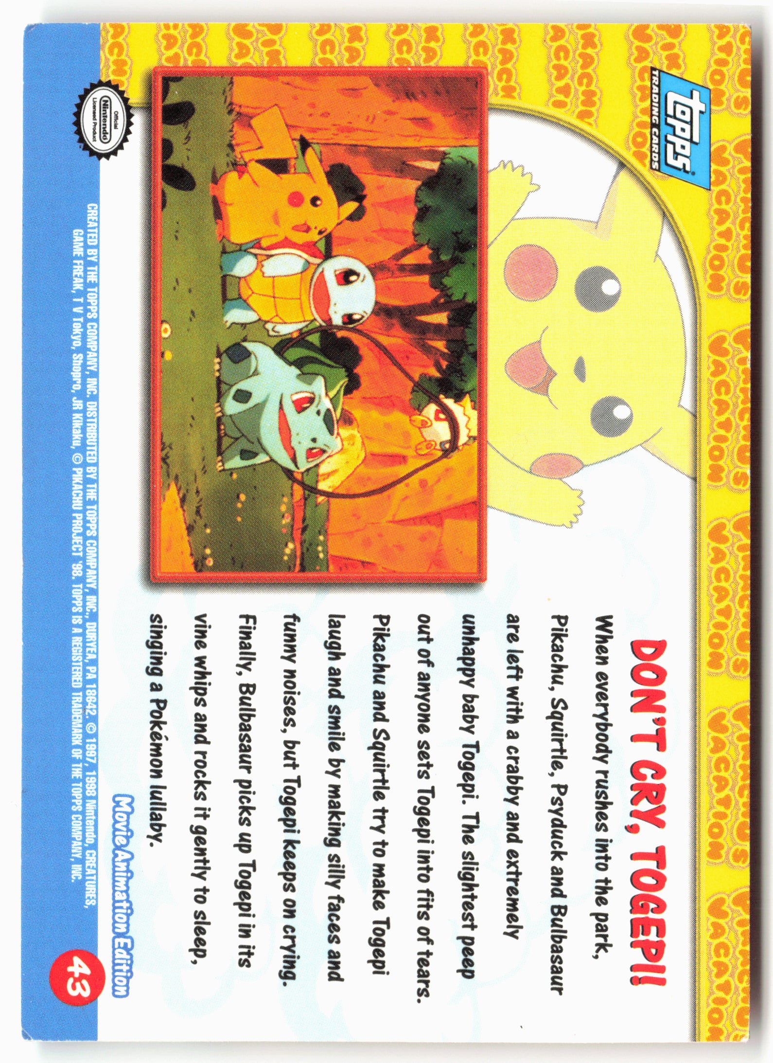 Pikachu's Vacation #43 Don't Cry, Togepi! Pokémon - Non-Holo - 13783
