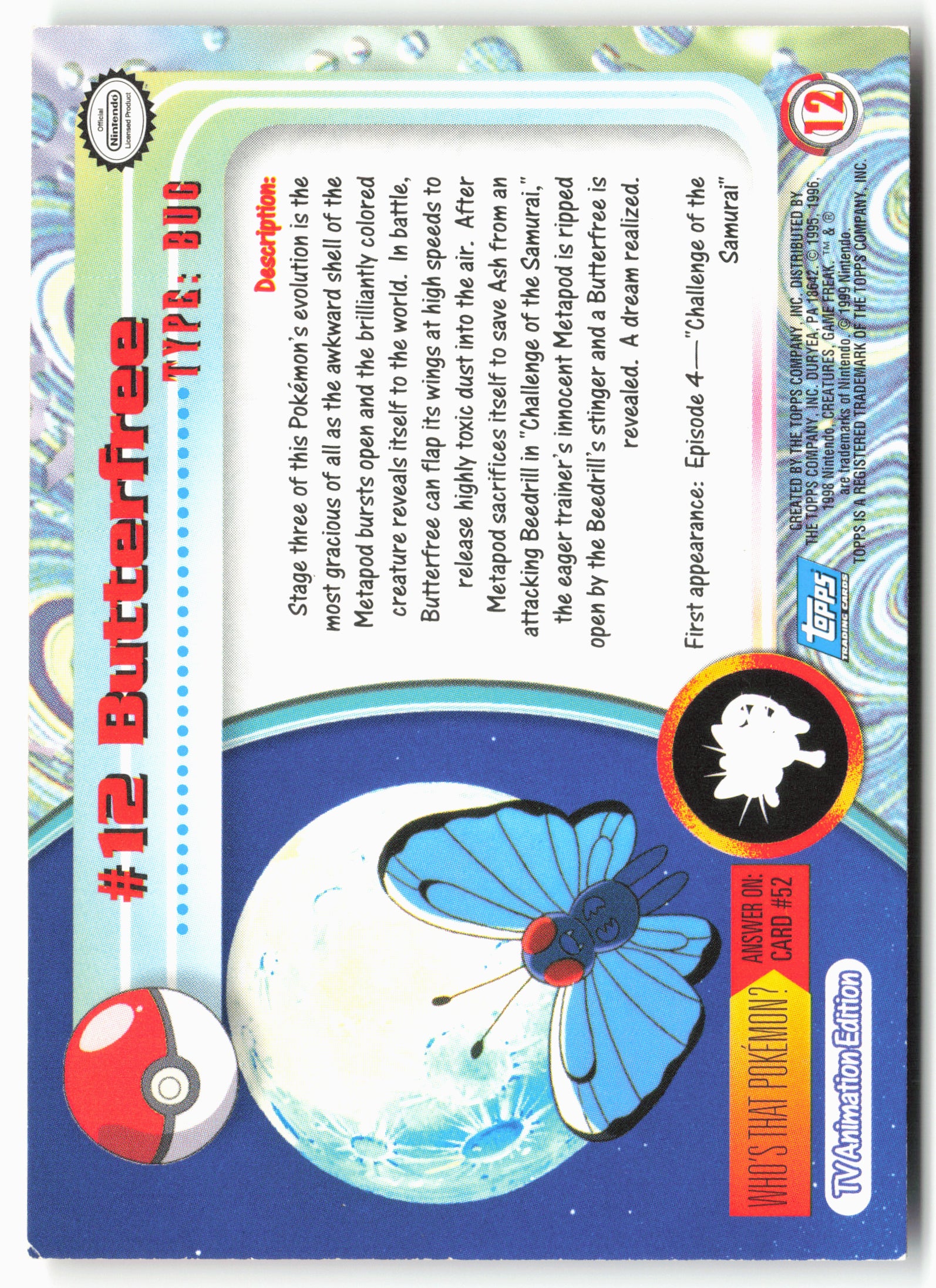 Topps #12 Butterfree Pokémon - Non-Holo - 13788