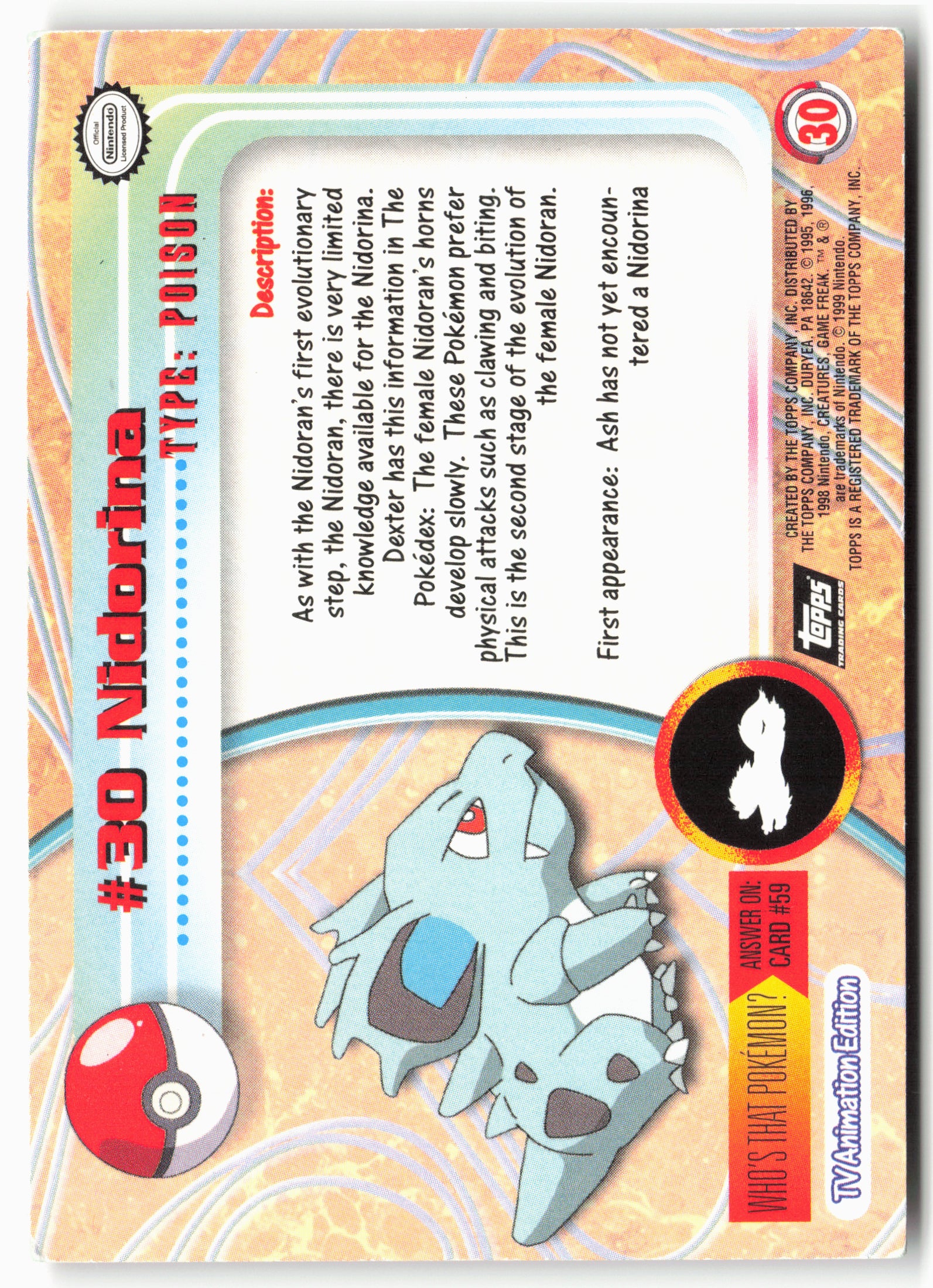 Topps #30 Nidorina Pokémon - Holo - 13790