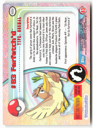 Topps #83 Farfetch'd Pokémon - Non-Holo - 13796