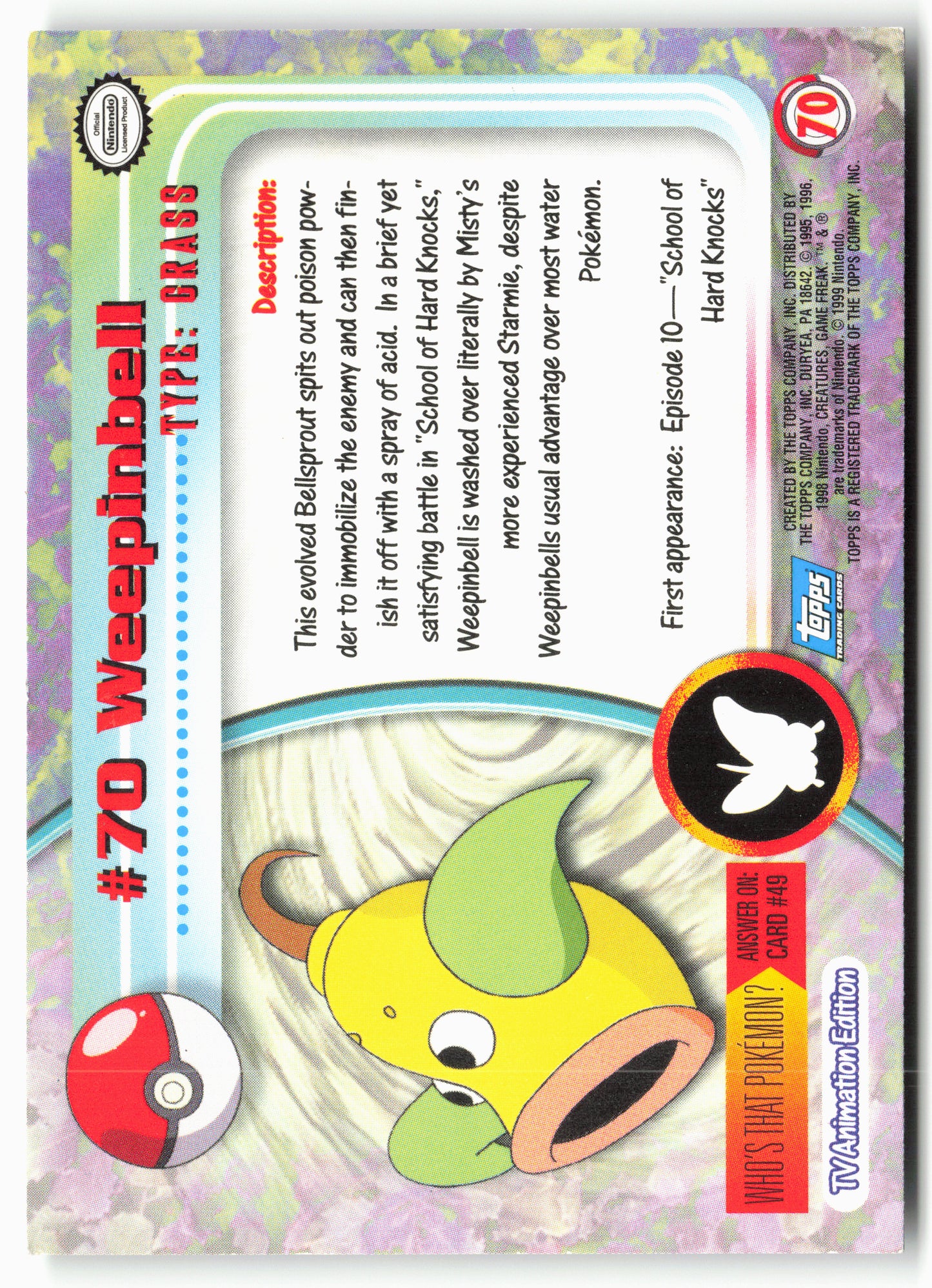 Topps #70 Weepinbell Pokémon - Non-Holo - 13801