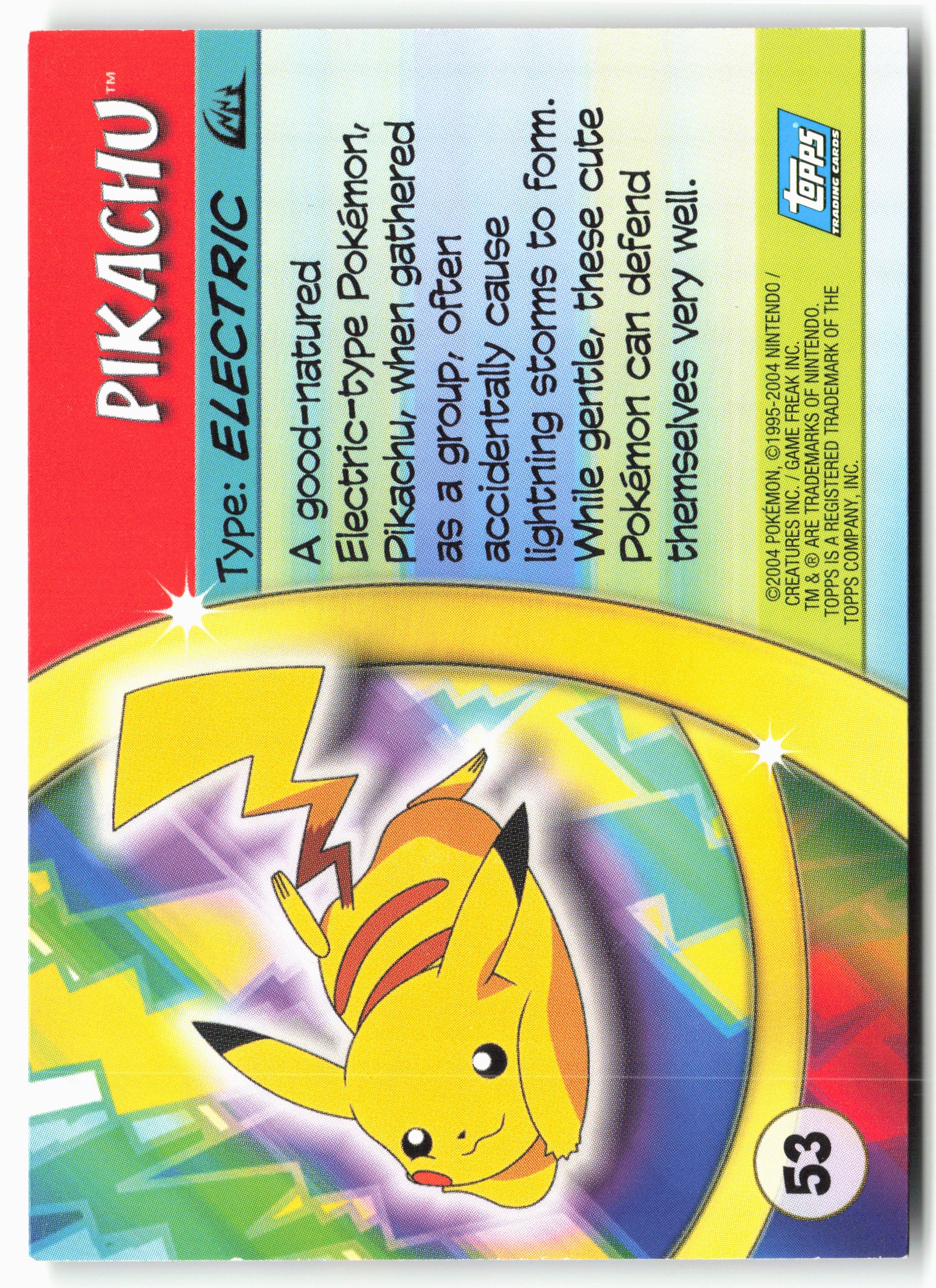 Topps Advanced Challenge #53 Pikachu Pokémon - Non-Holo - 13811