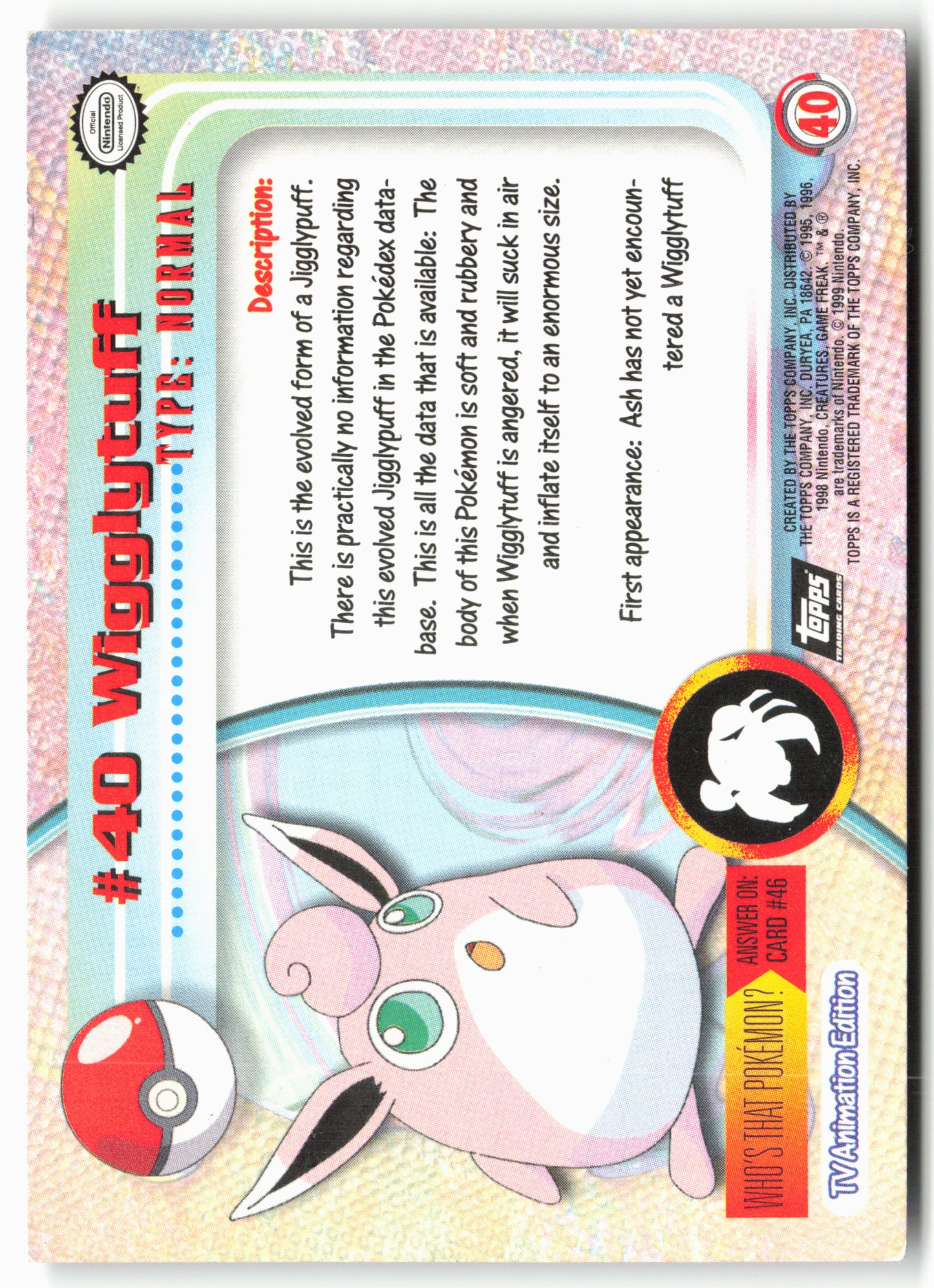 Topps #40 Wigglytuff Pokémon - Holo - 13814