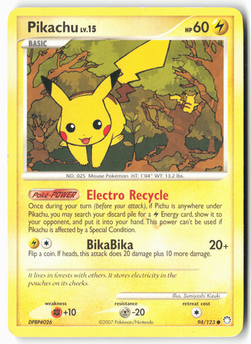 
Mysterious Treasures #94/123 Pikachu Non Holo - DMG