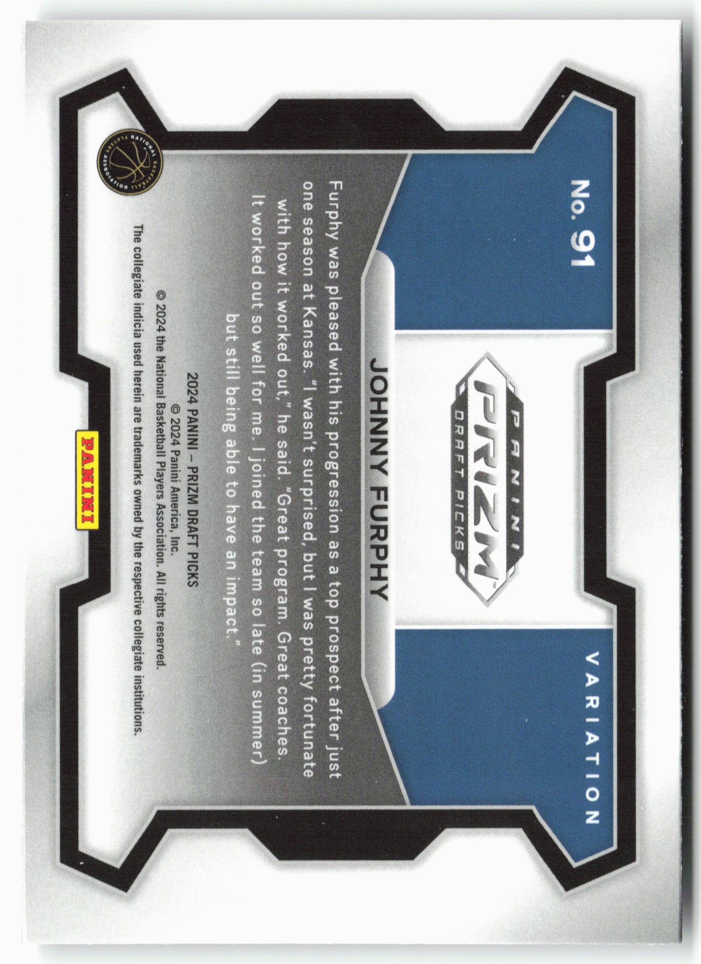 2024 Panini Prizm Draft Picks #91b Johnny Furphy