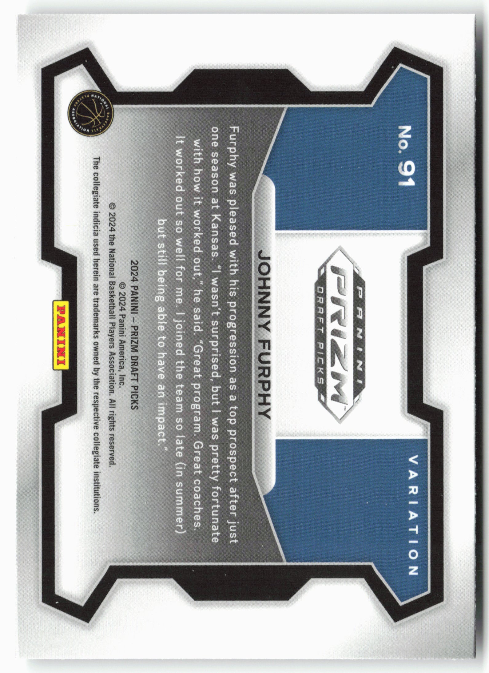 2024 Panini Prizm Draft Picks #91b Johnny Furphy