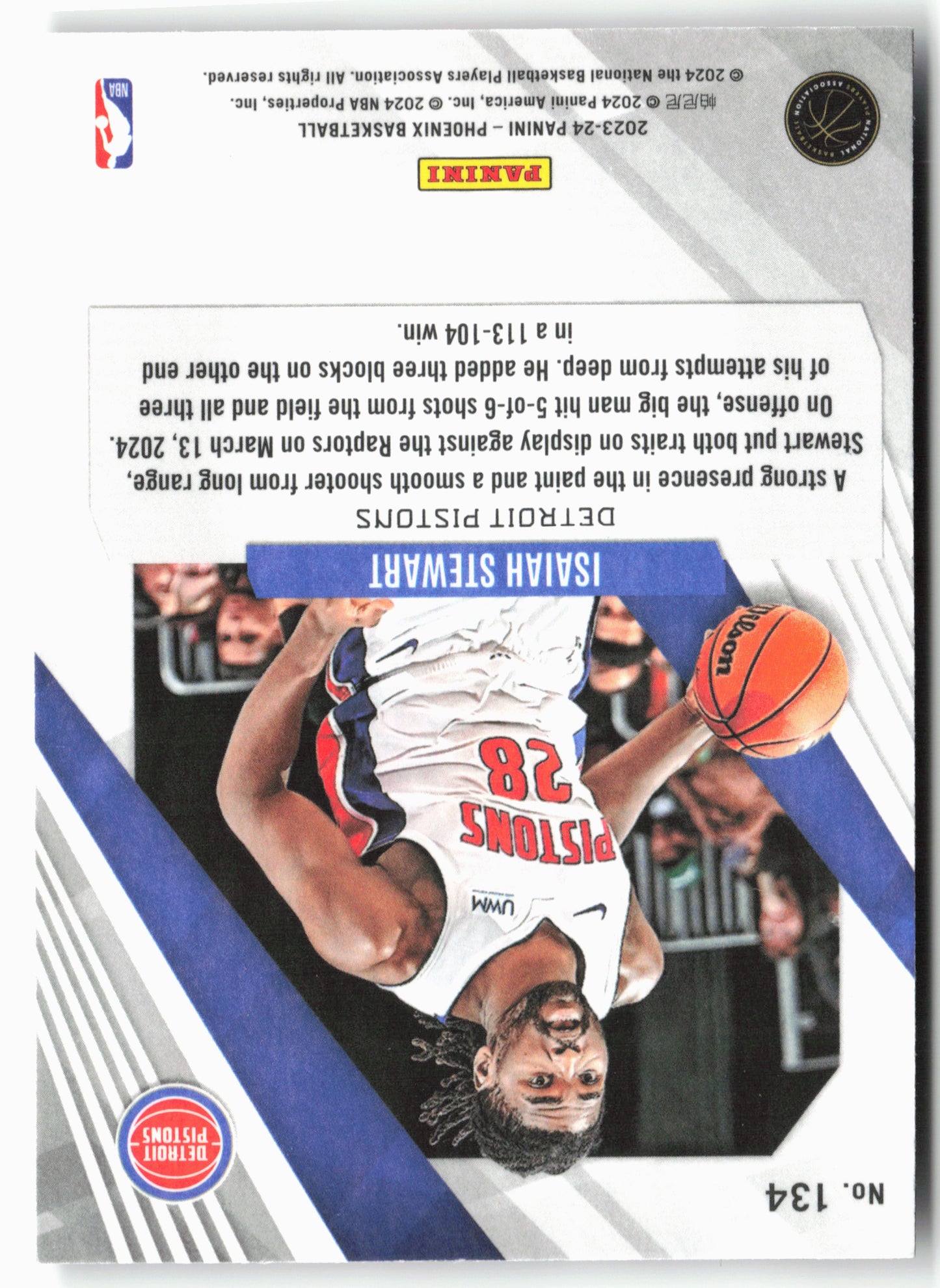 2023-24 Panini Phoenix #134 Isaiah Stewart Phoenix Red Ice