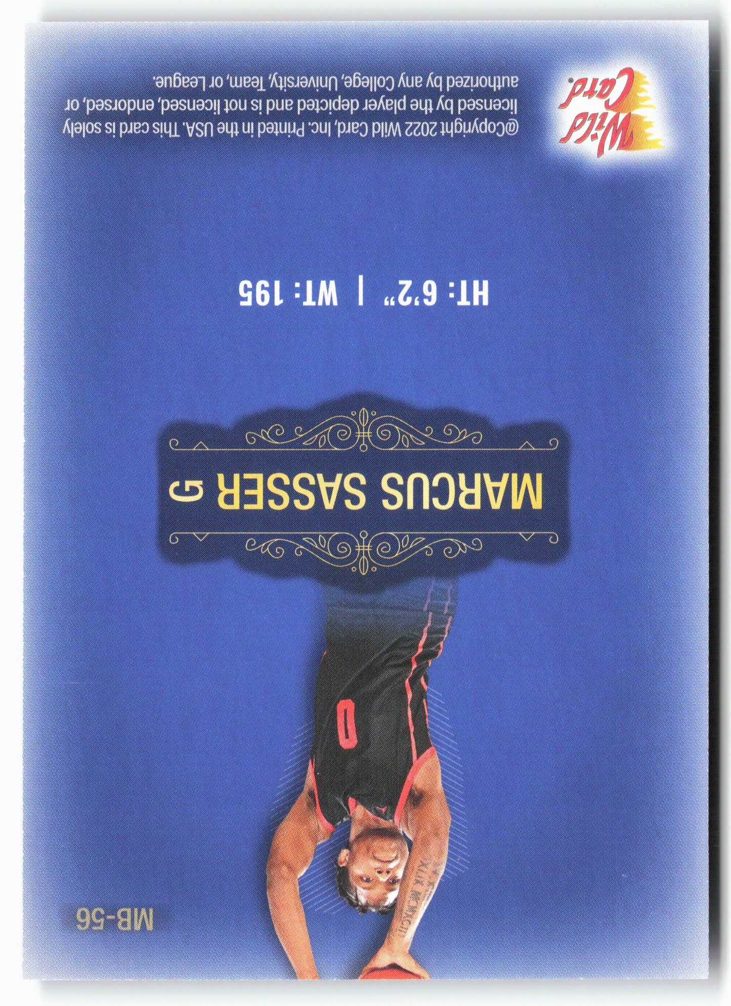 2022 Wild Card Matte #MB-56 Marcus Sasser Blue Chase