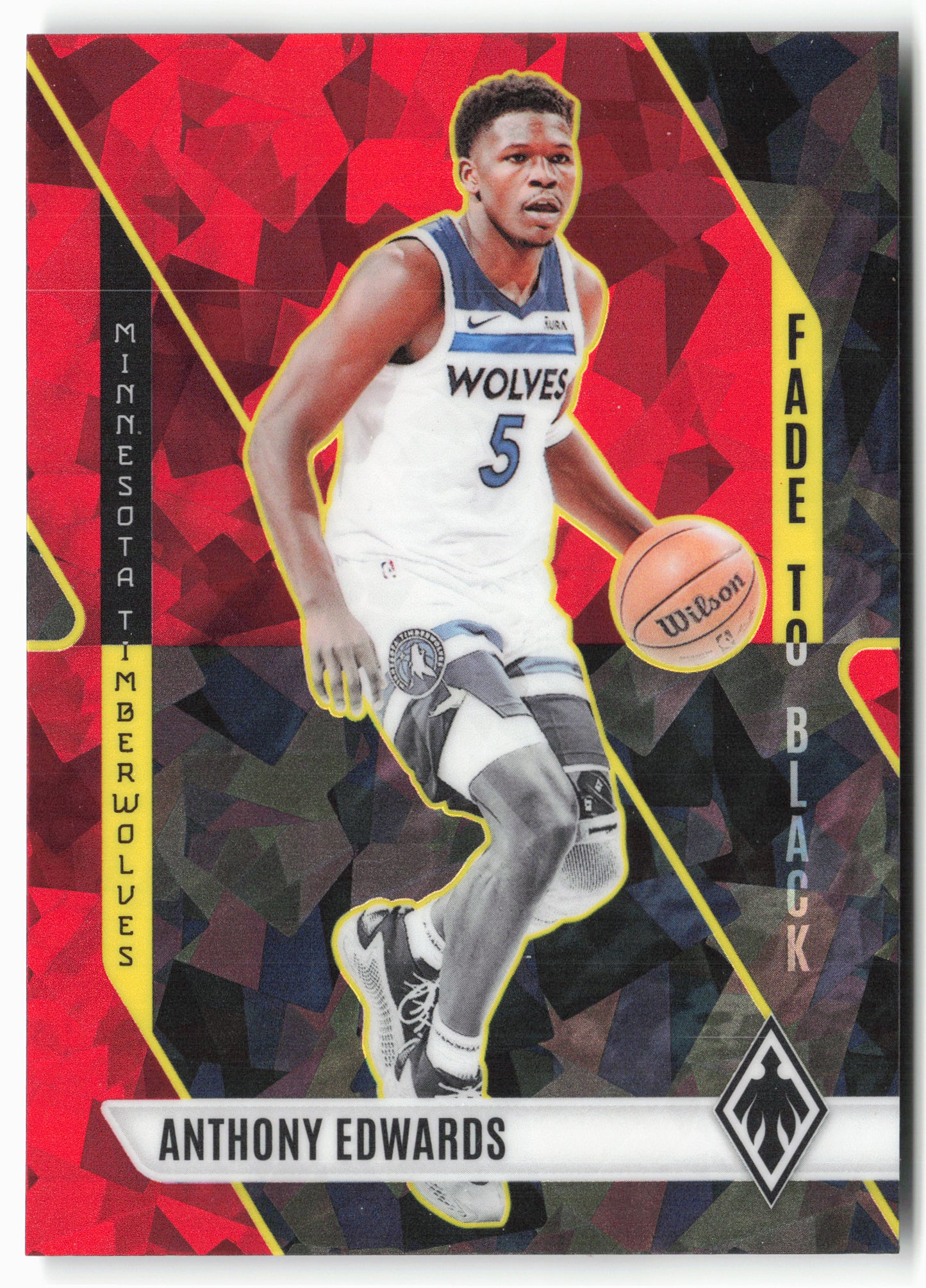 2023-24 Panini Phoenix #19 Anthony Edwards Fade To Black Phoenix Red Ice