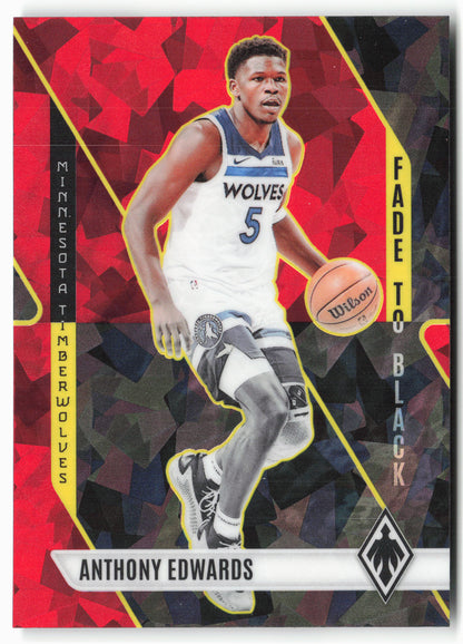 2023-24 Panini Phoenix #19 Anthony Edwards Fade To Black Phoenix Red Ice