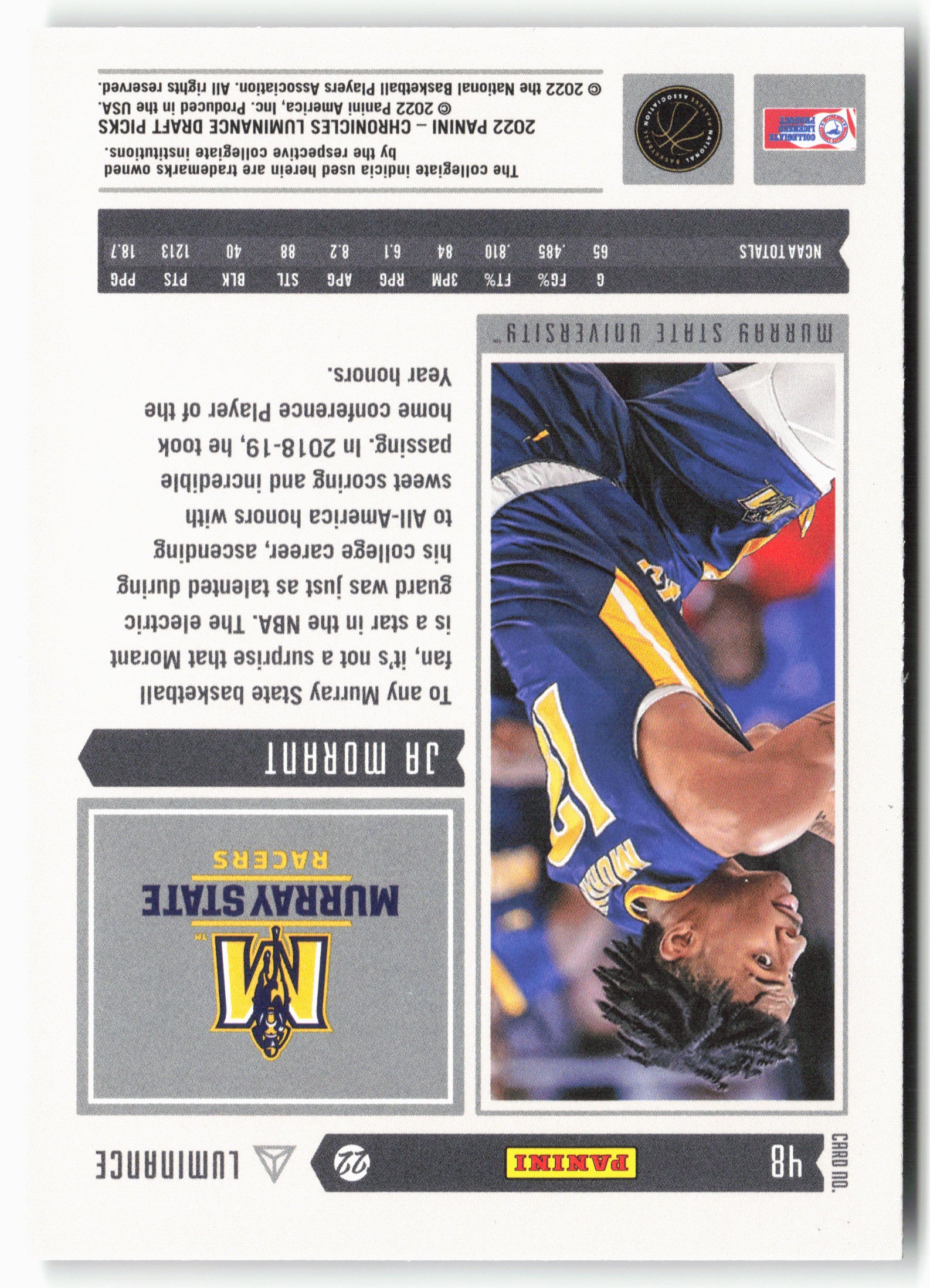 2022 Panini Chronicles Draft Picks #48 Ja Morant Luminance