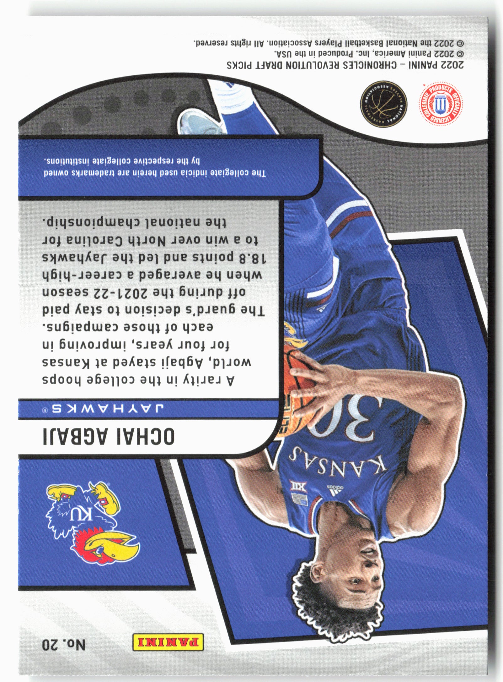 2022 Panini Chronicles Draft Picks #20 Ochai Agbaji Revolution