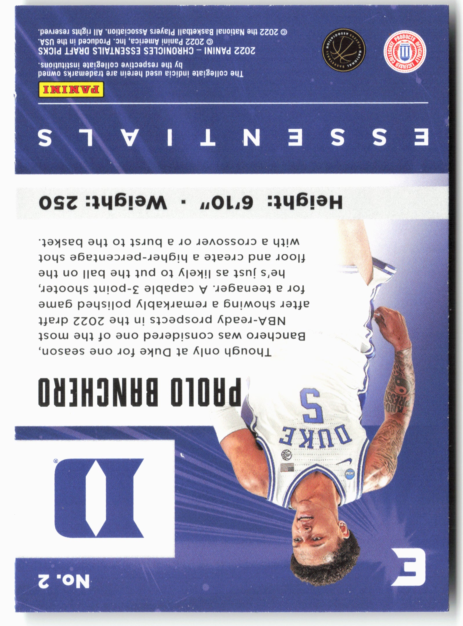 2022 Panini Chronicles Draft Picks #2 Paolo Banchero Essentials