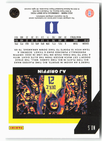 2022 Panini Chronicles Draft Picks #5 AJ Griffin Flux