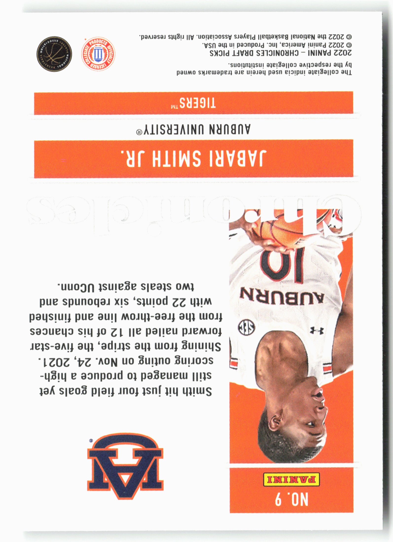 2022 Panini Chronicles Draft Picks #9 Jabari Smith Jr.
