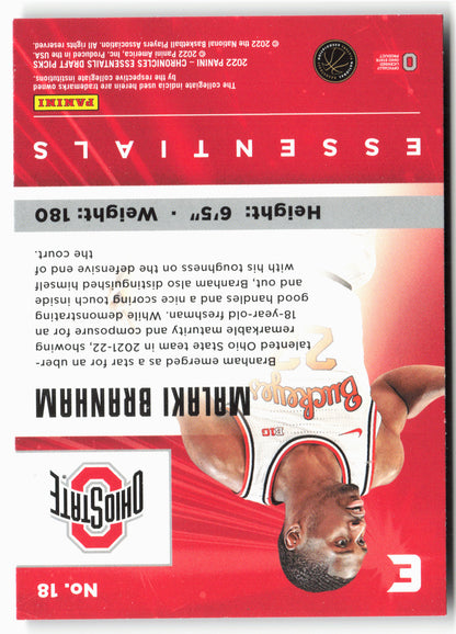 2022 Panini Chronicles Draft Picks #18 Malaki Branham Essentials Pink