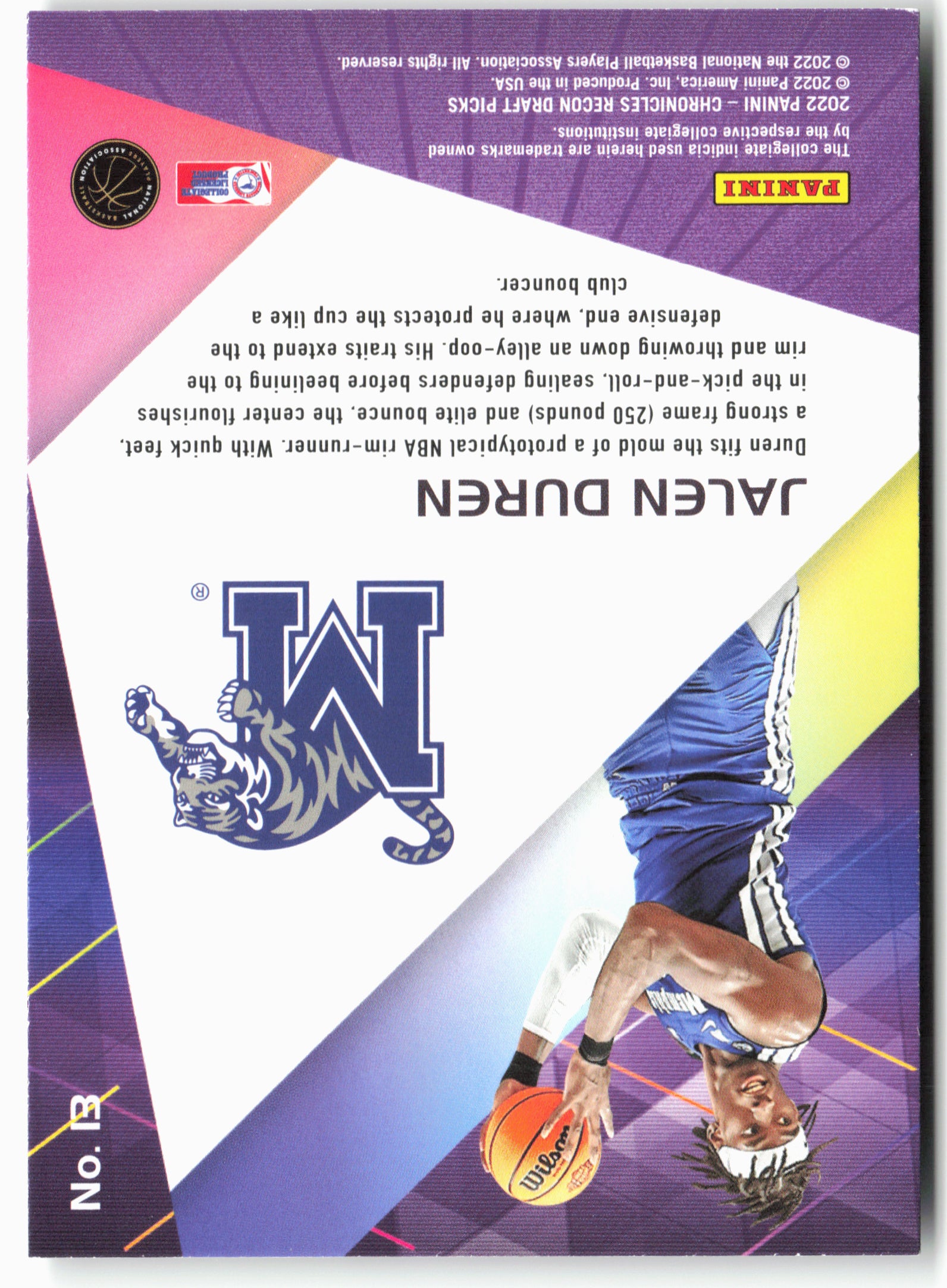 2022 Panini Chronicles Draft Picks #13 Jalen Duren Recon