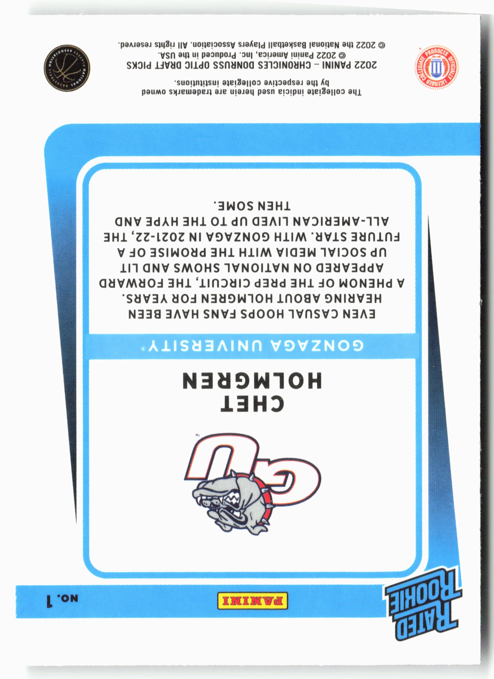 2022 Panini Chronicles Draft Picks #1 Chet Holmgren Donruss Optic Rated Rookie