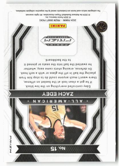 2024 Panini Prizm Draft Picks #15 Zach Edey All-American Prizms Orange Ice
