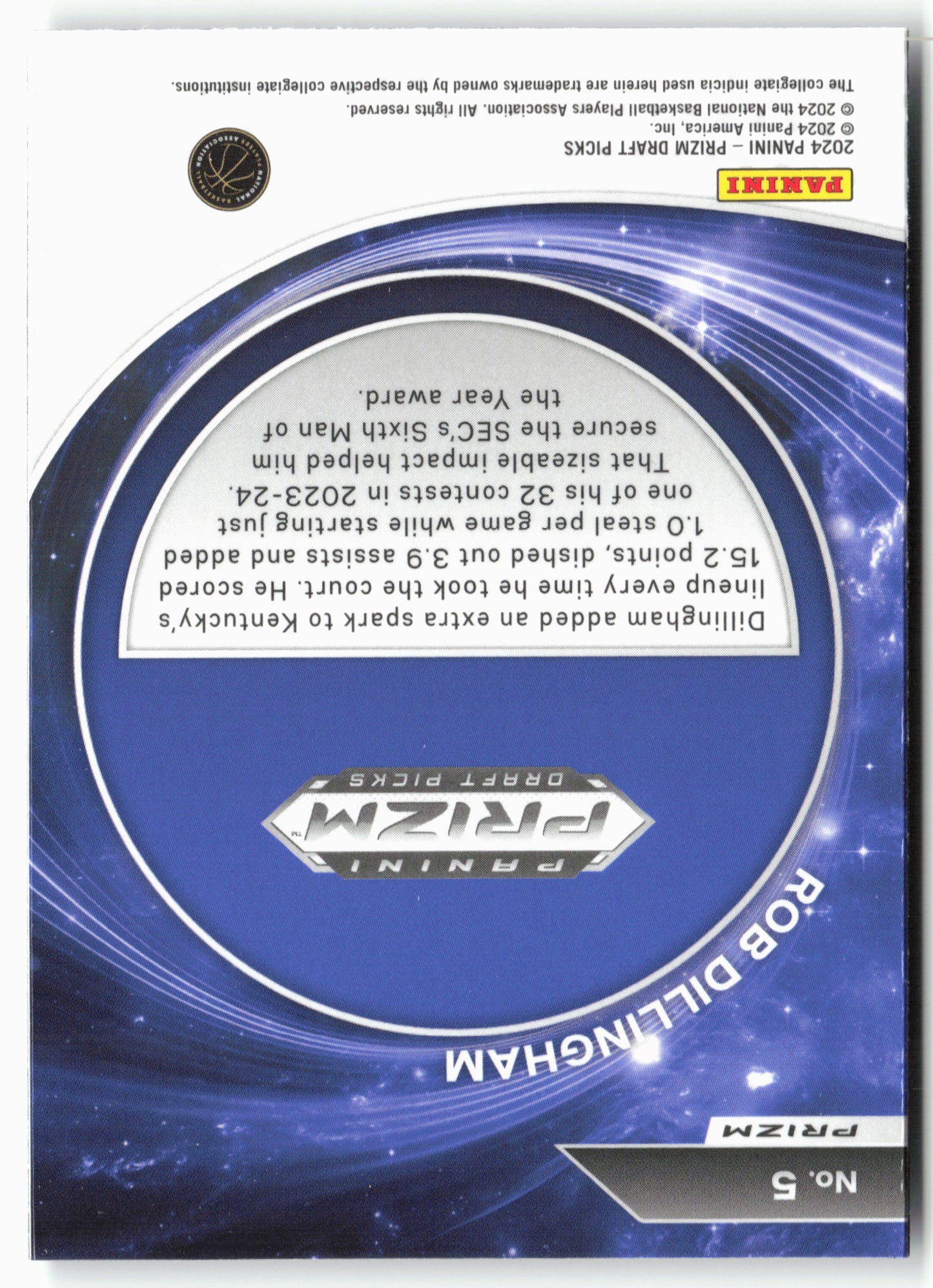 2024 Panini Prizm Draft Picks #5 Robert Dillingham Student Prizms Silver