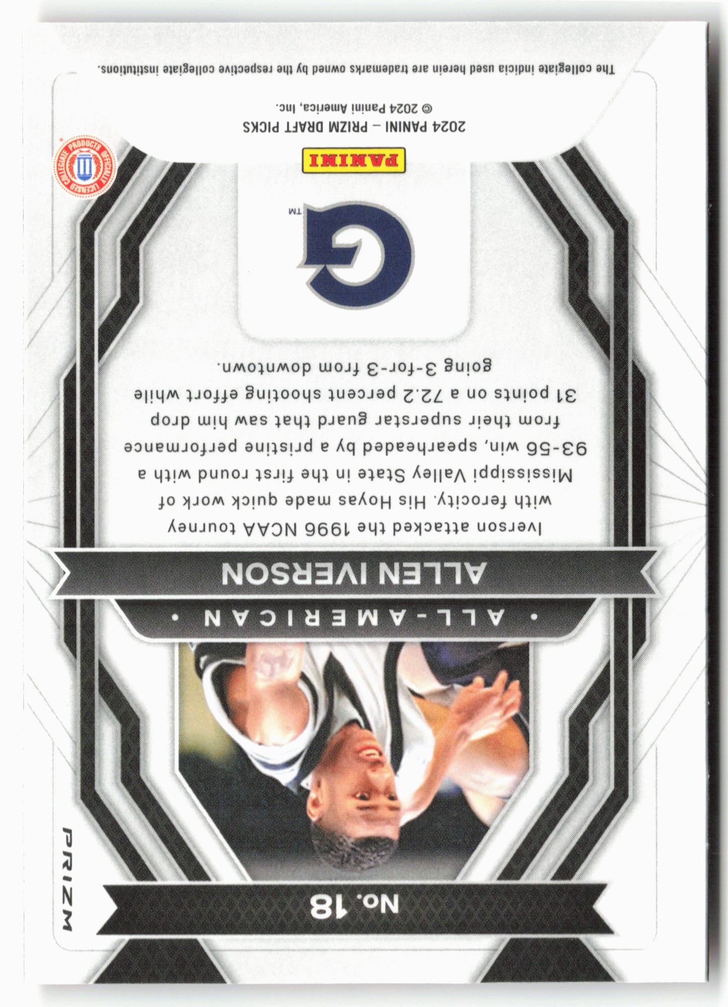 2024 Panini Prizm Draft Picks #18 Allen Iverson All-American Prizms Orange Ice