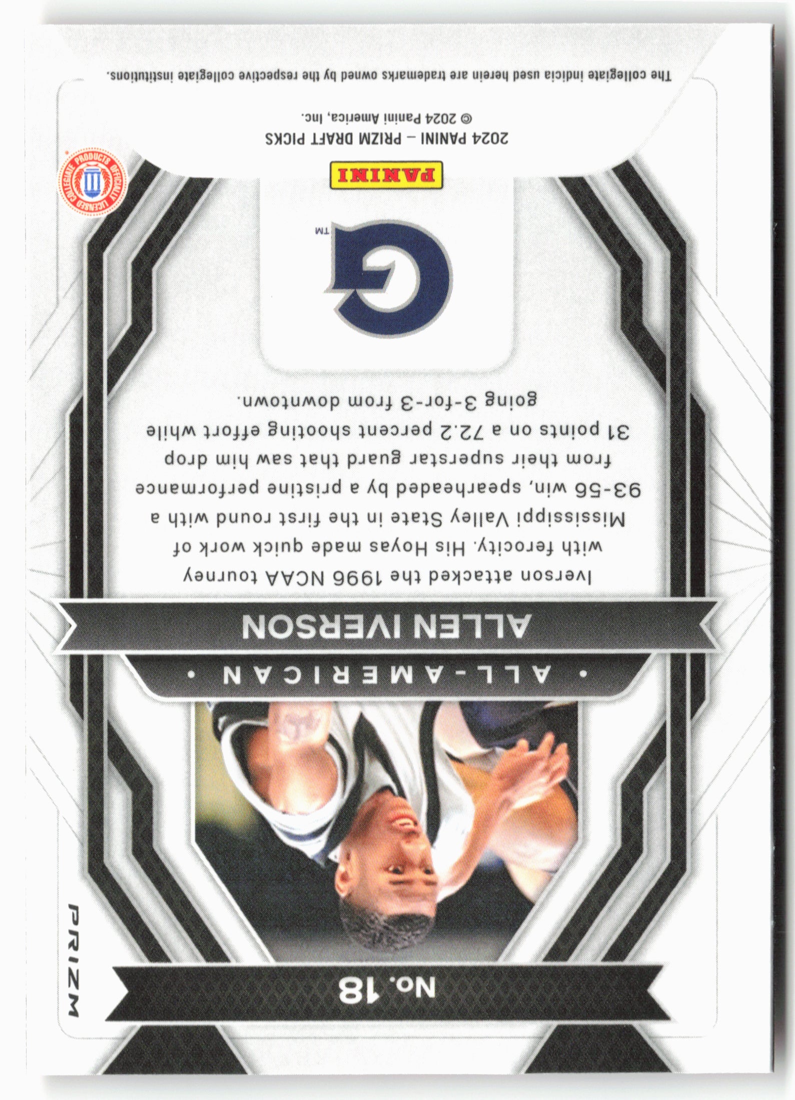 2024 Panini Prizm Draft Picks #18 Allen Iverson All-American Prizms Orange Ice