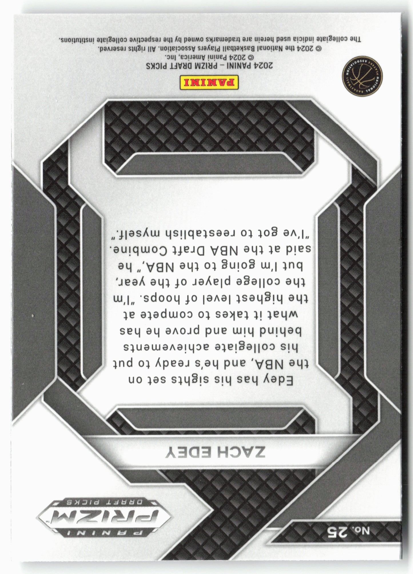 2024 Panini Prizm Draft Picks #25 Zach Edey New Recruits
