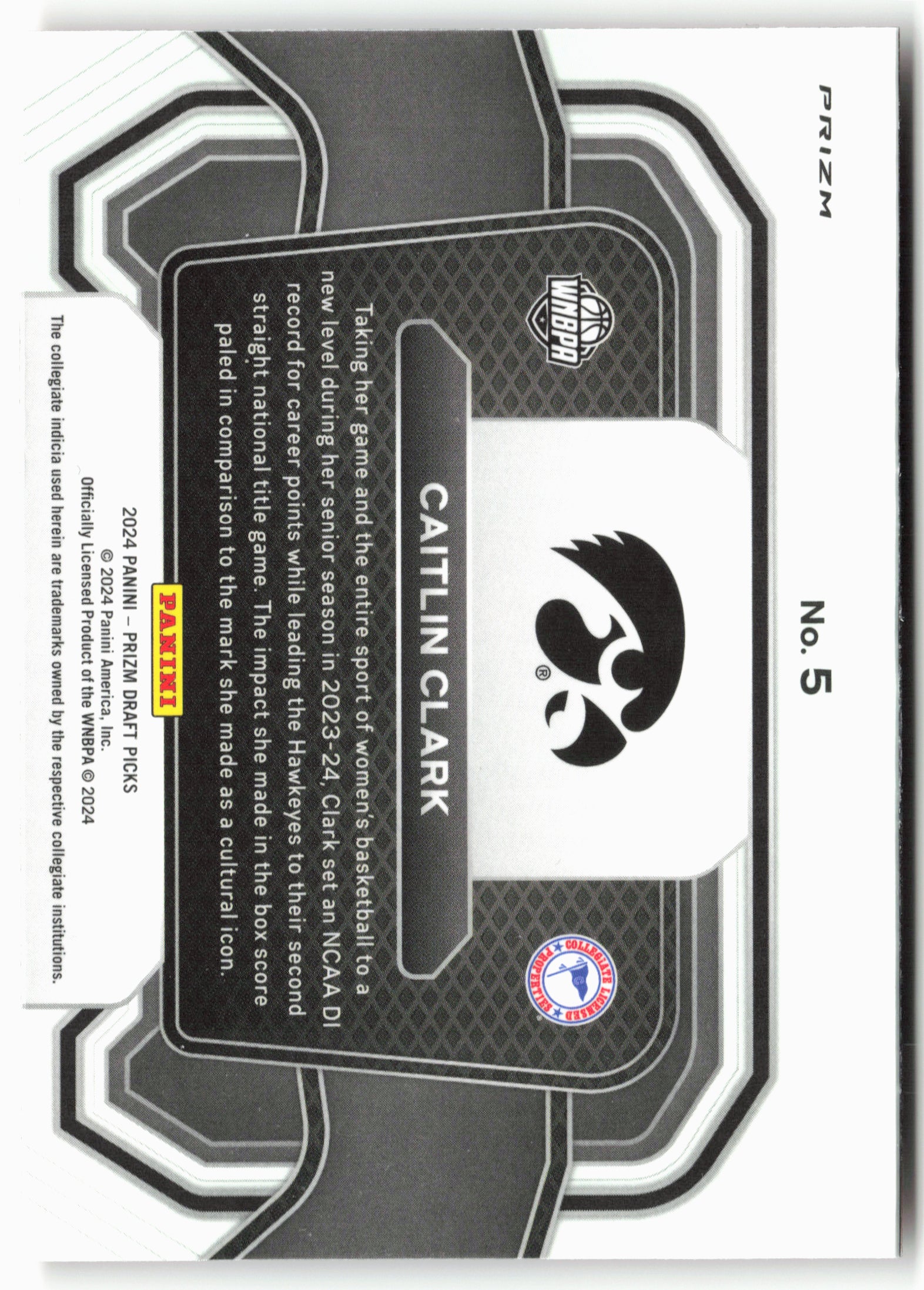 2024 Panini Prizm Draft Picks #5 Caitlin Clark Campus Legends Prizms Orange Ice