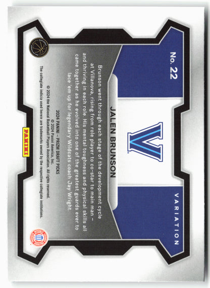 2024 Panini Prizm Draft Picks #22b Jalen Brunson