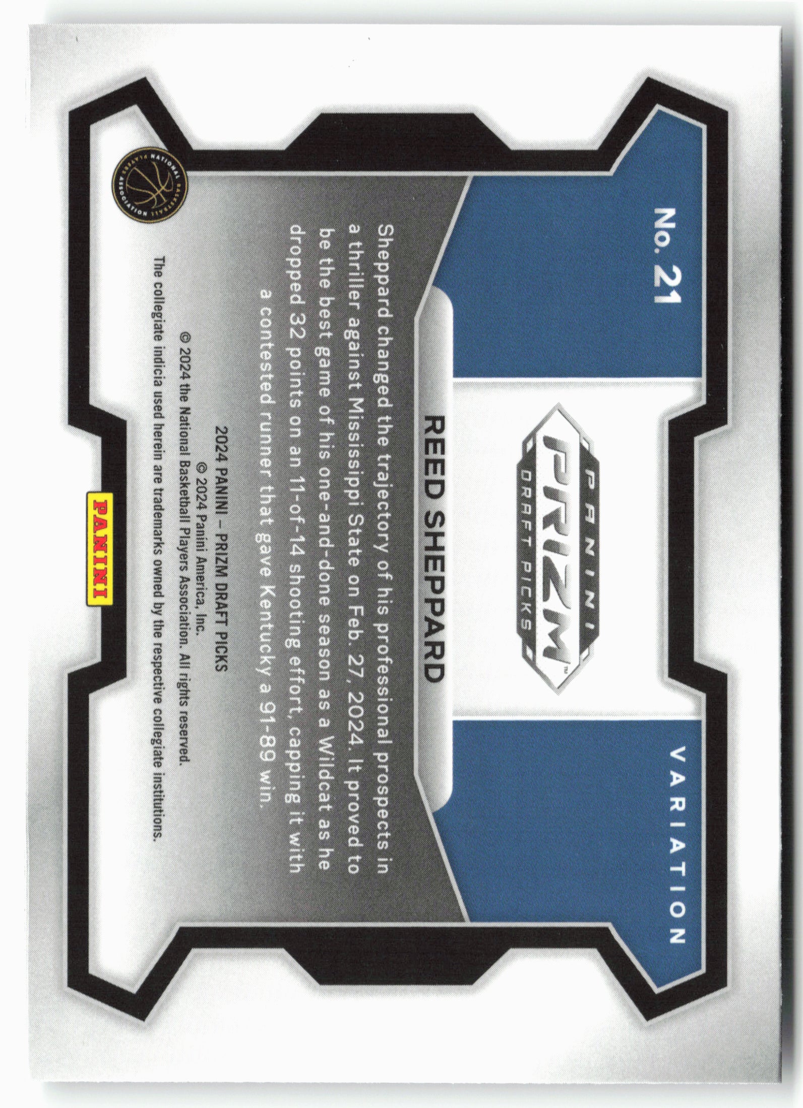 2024 Panini Prizm Draft Picks #21b Reed Sheppard