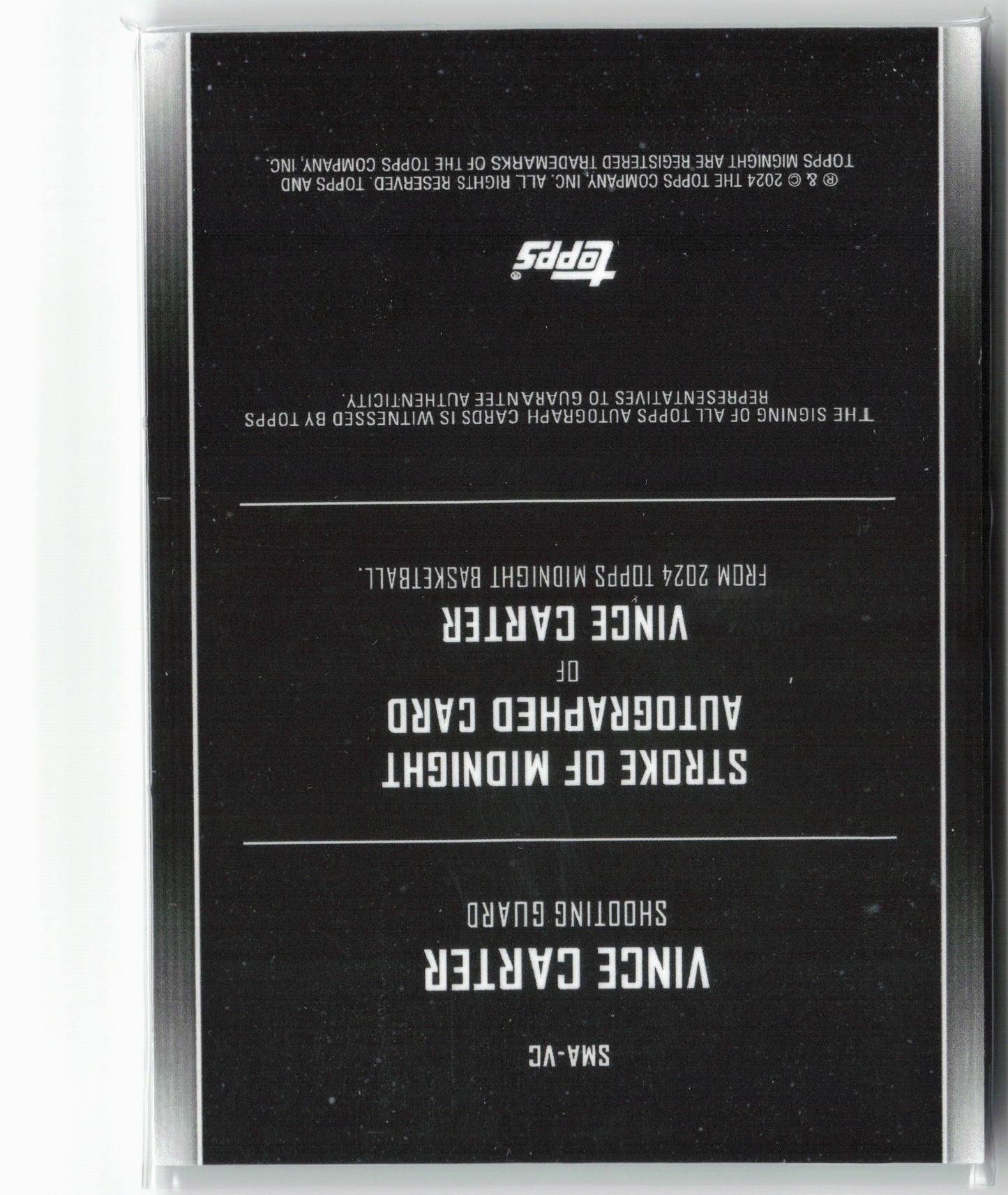 2023-24 Topps Midnight #SMA-VC Vince Carter Stroke of Midnight Autographs 2/5