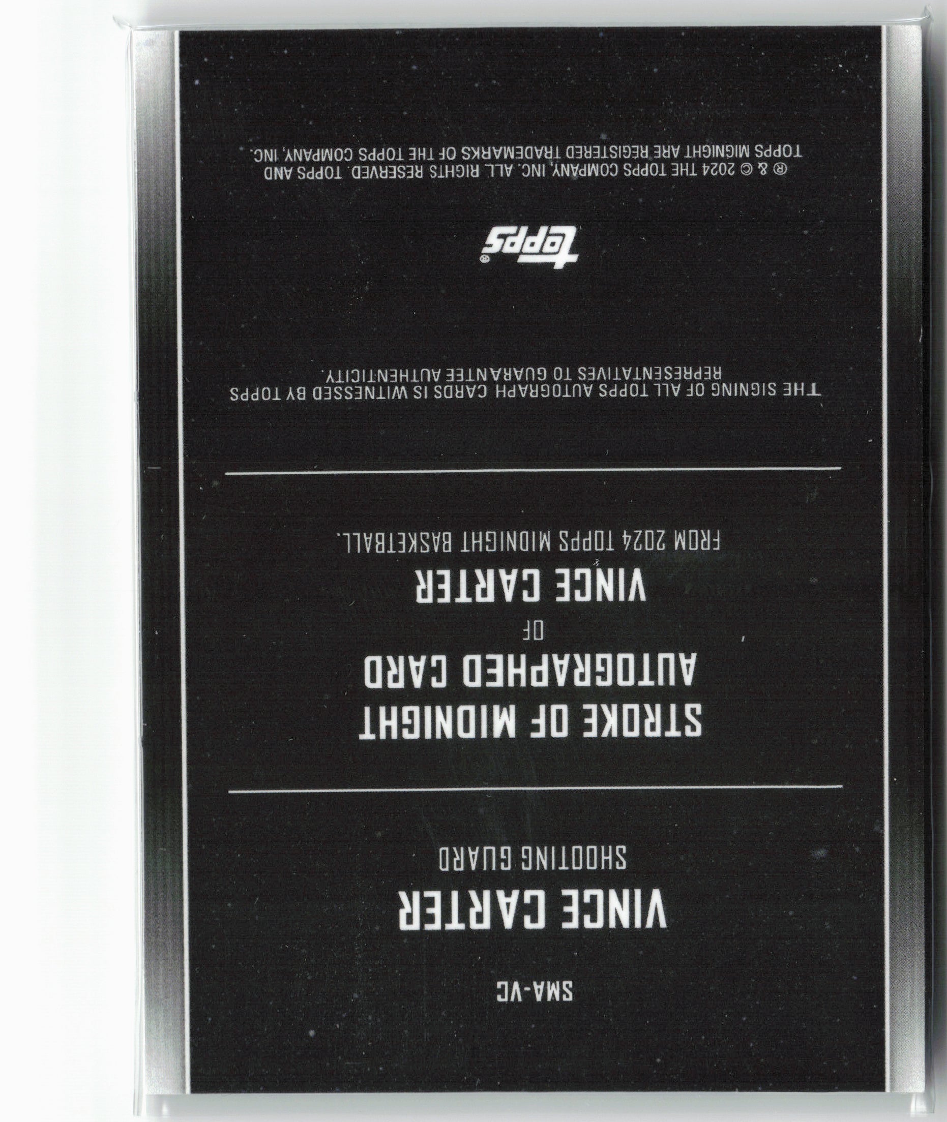 2023-24 Topps Midnight #SMA-VC Vince Carter Stroke of Midnight Autographs 2/5