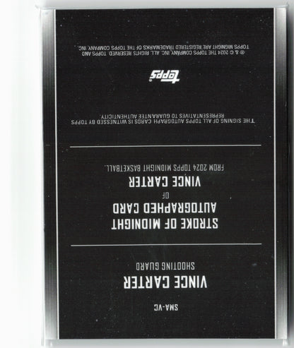 2023-24 Topps Midnight #SMA-VC Vince Carter Stroke of Midnight Autographs 2/5
