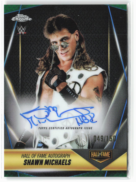2025 Topps Chrome WWE #HOF-SM Shawn Michaels HOF Autographs Blue Refractor #/150