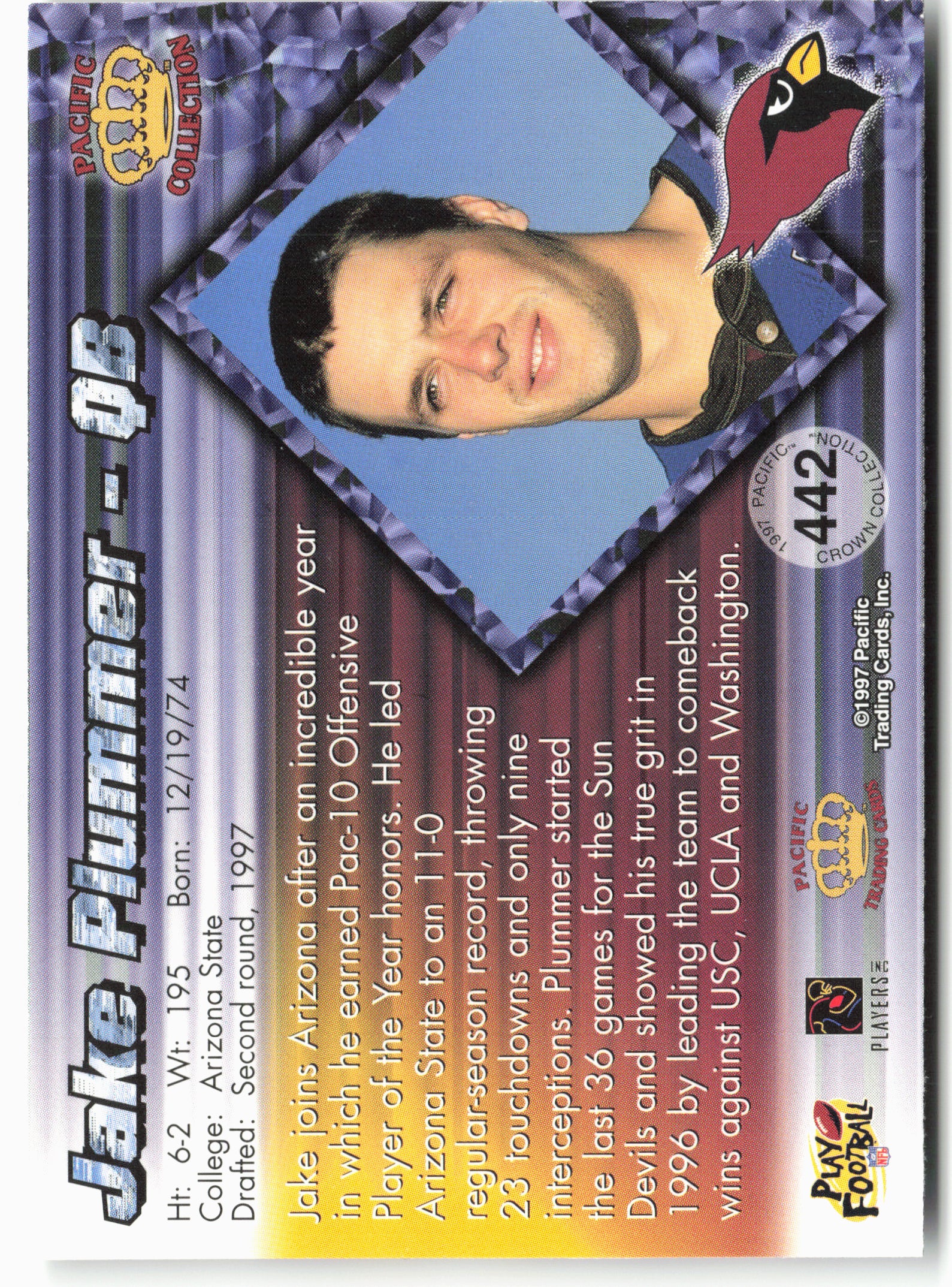 1997 Pacific Crown Collection #442 Jake Plummer