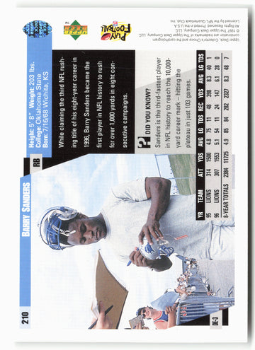 
1997 Collector's Choice #210 Barry Sanders