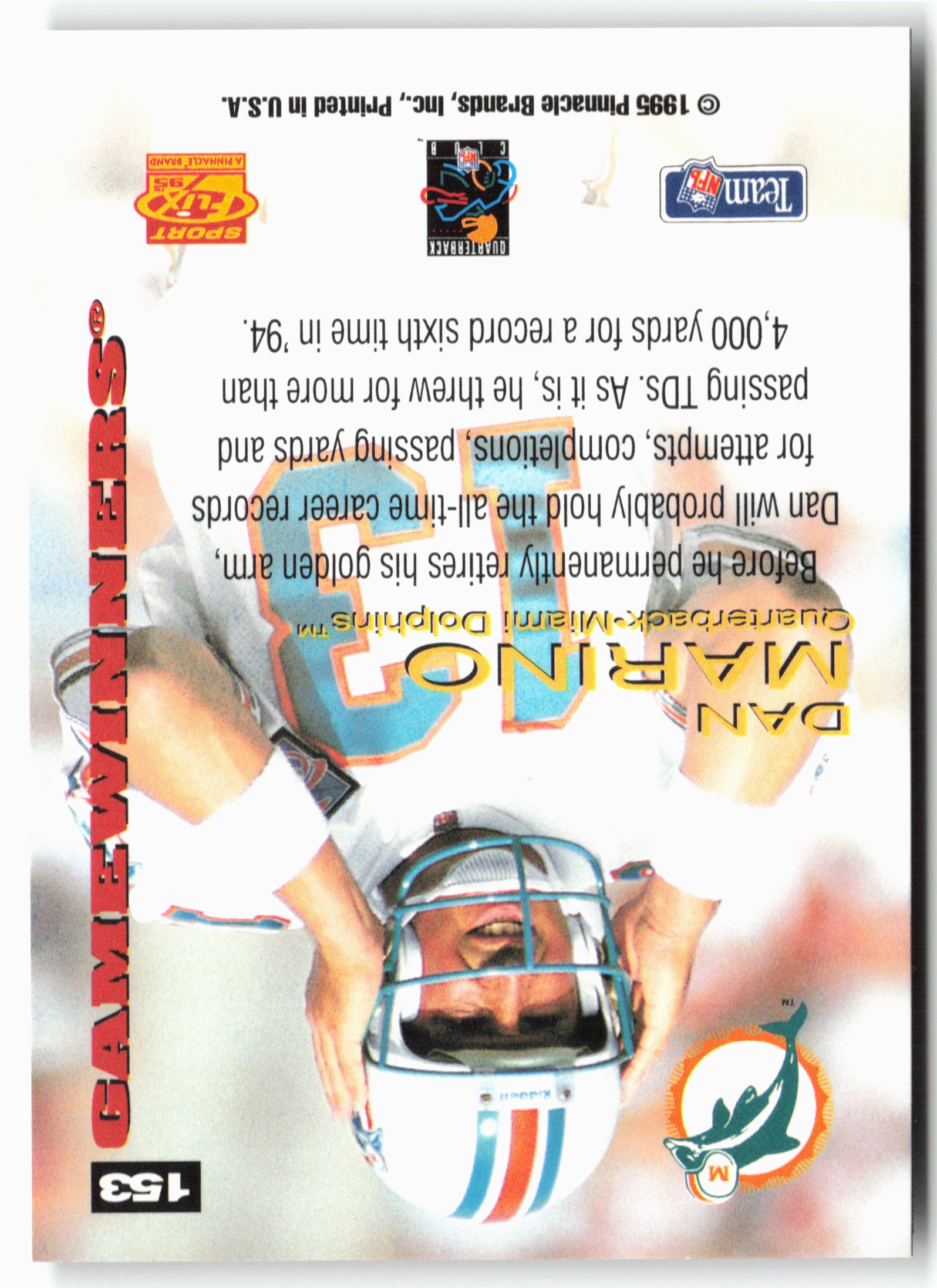 1995 Sportflix #153 Dan Marino
