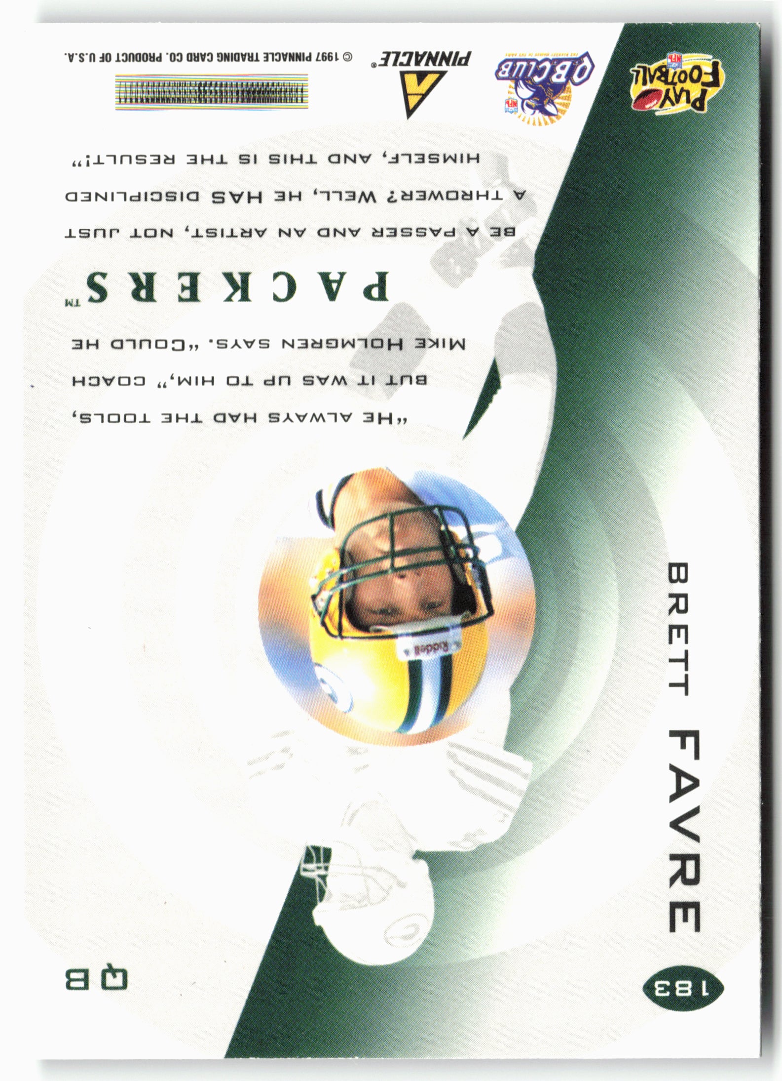 1997 Pinnacle #183 Brett Favre