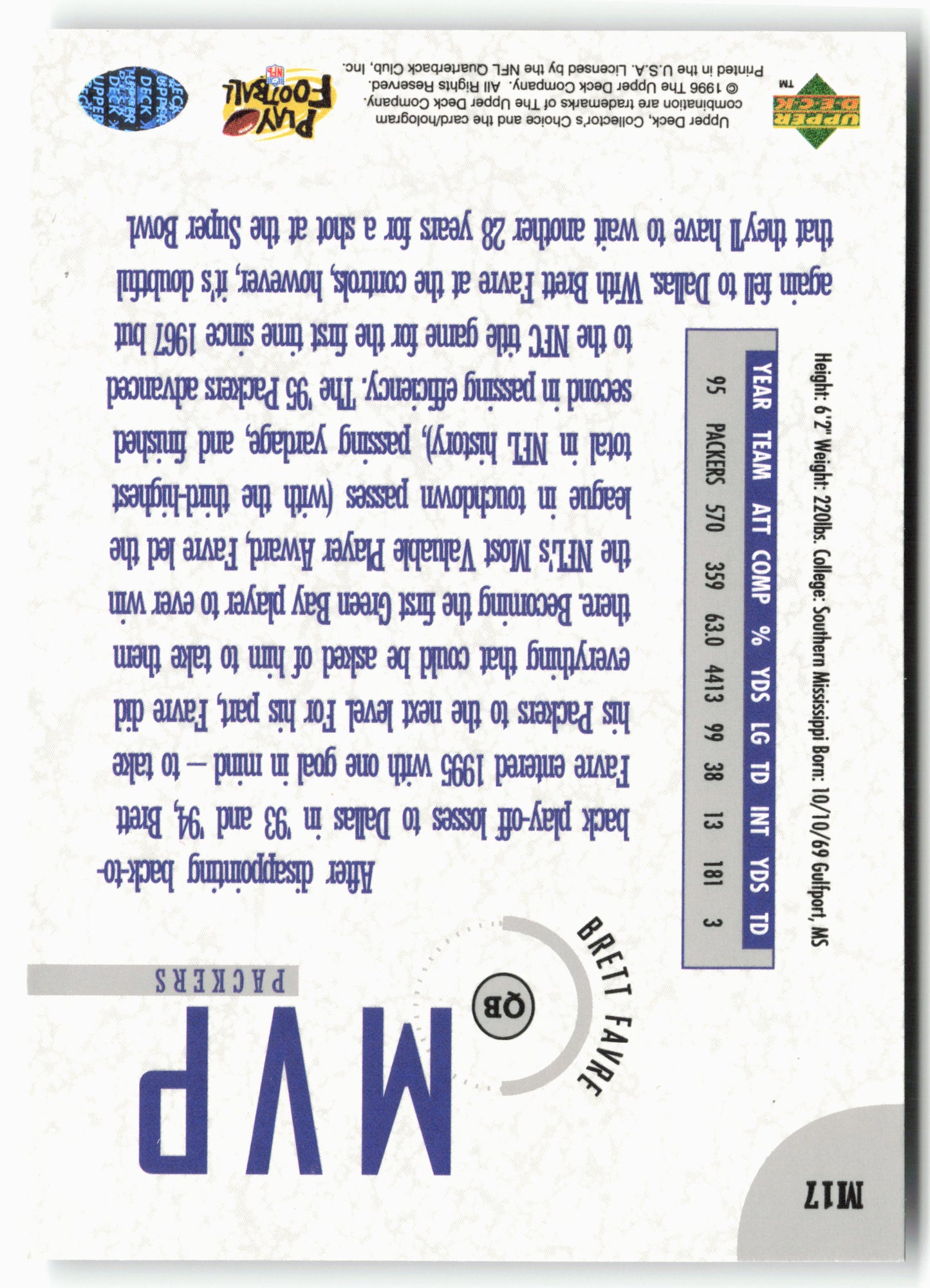 1996 Collector's Choice #M17 Brett Favre MVPs
