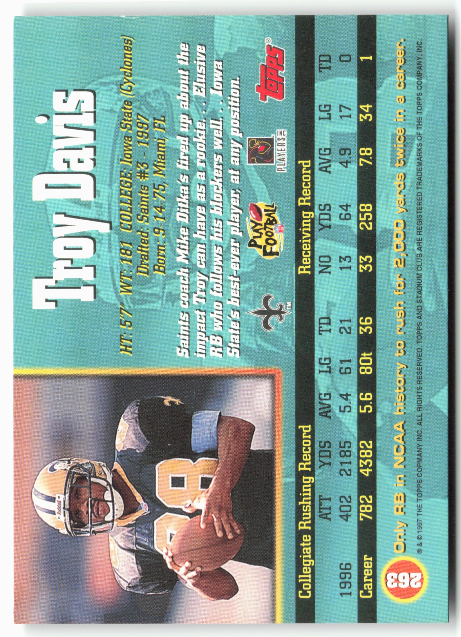 1997 Stadium Club #263 Troy Davis