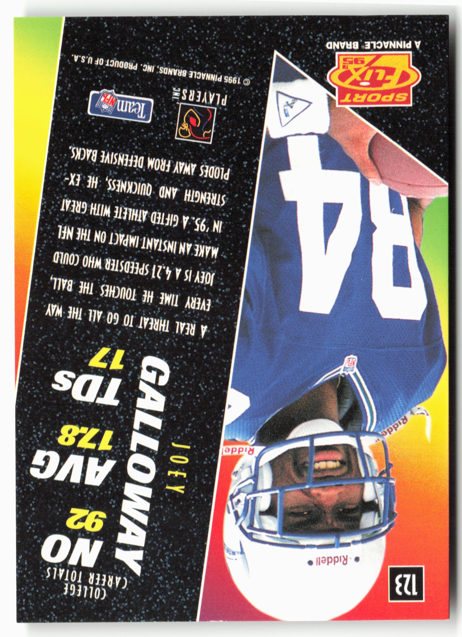1995 Sportflix #123 Joey Galloway