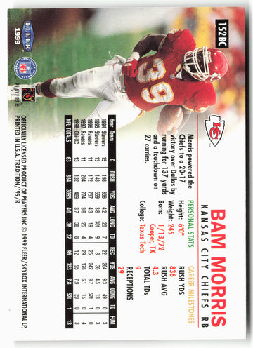 1999 Fleer Tradition #152BC Bam Morris Blitz Collection