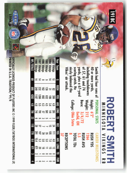 1999 Fleer Tradition #191BC Robert Smith Blitz Collection