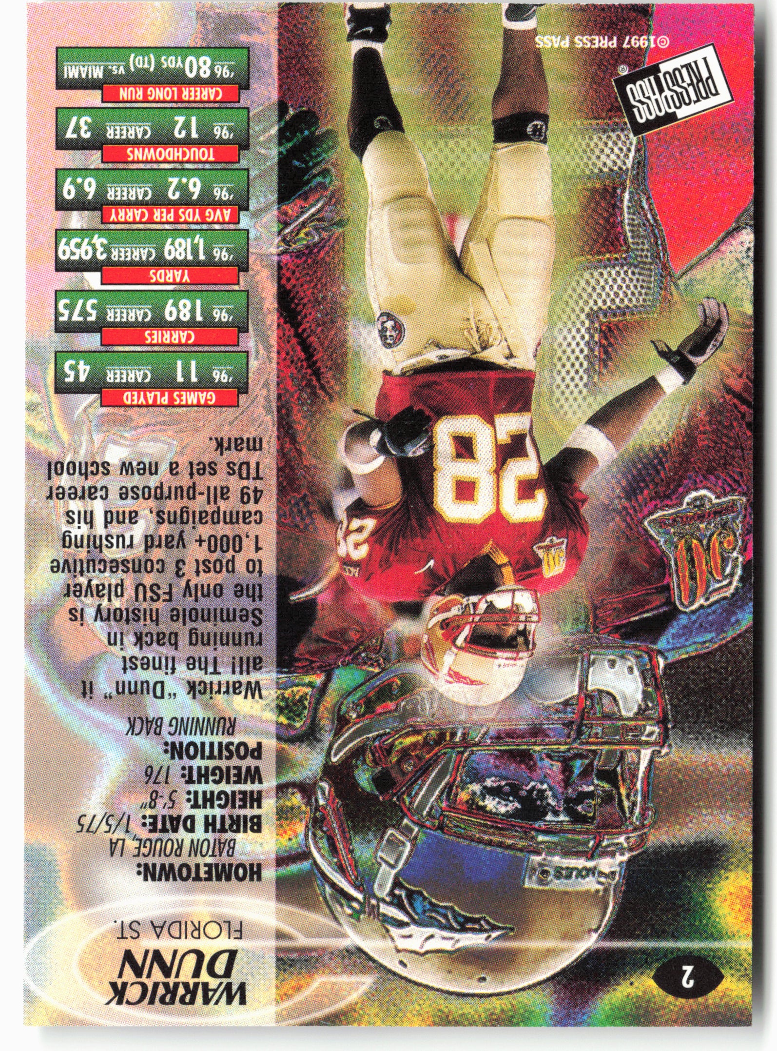1997 Press Pass #2 Warrick Dunn