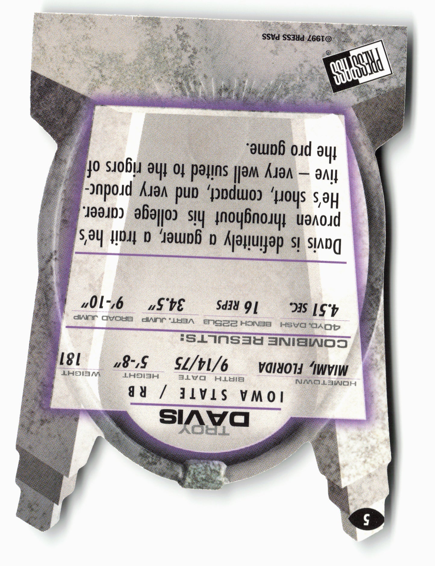 1997 Press Pass #5 Troy Davis Combine
