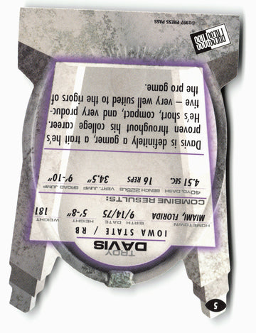 
1997 Press Pass #5 Troy Davis Combine