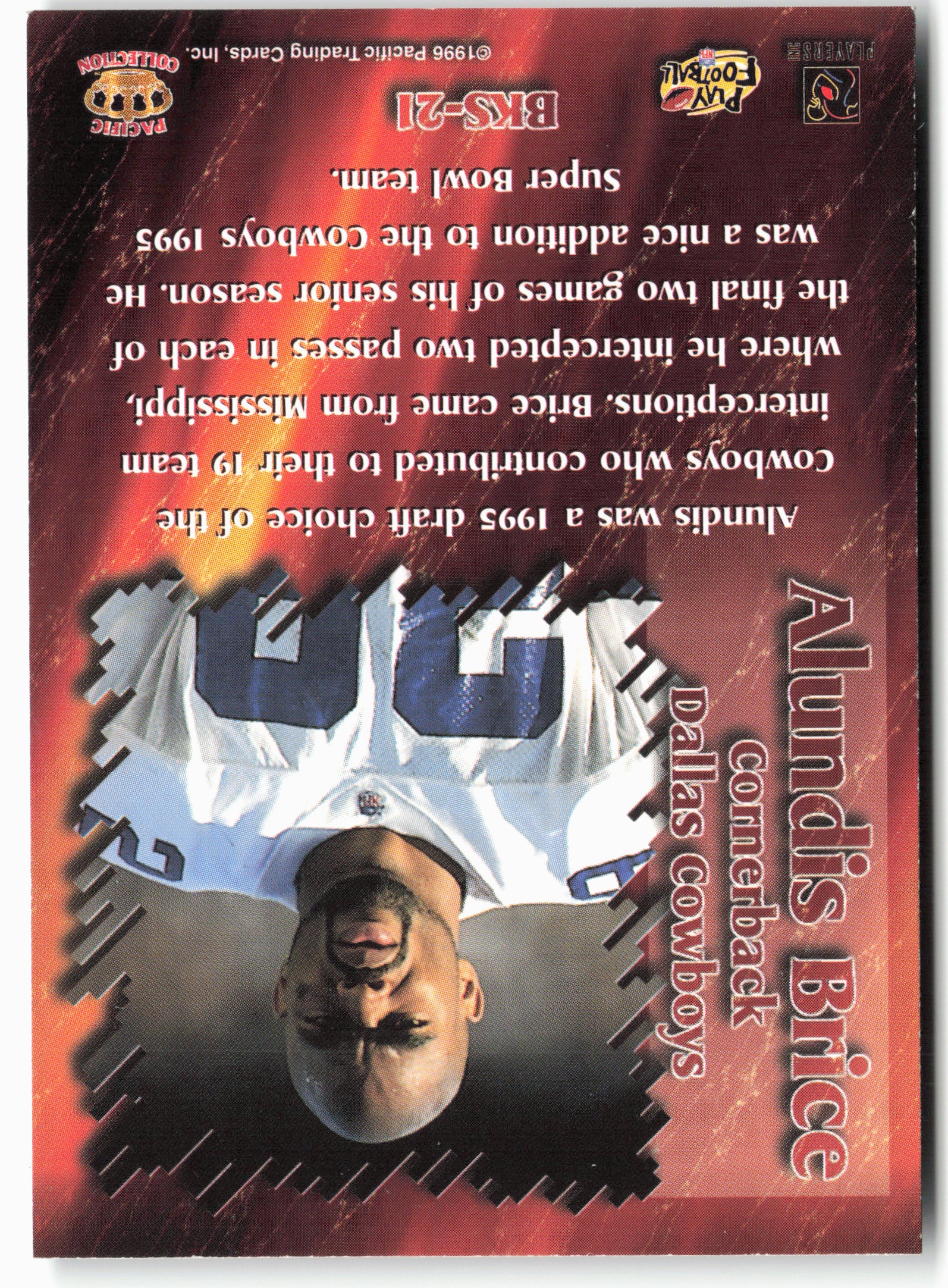 1996 Pacific Dynagon #BKS-21 Alundis Brice Best Kept Secrets