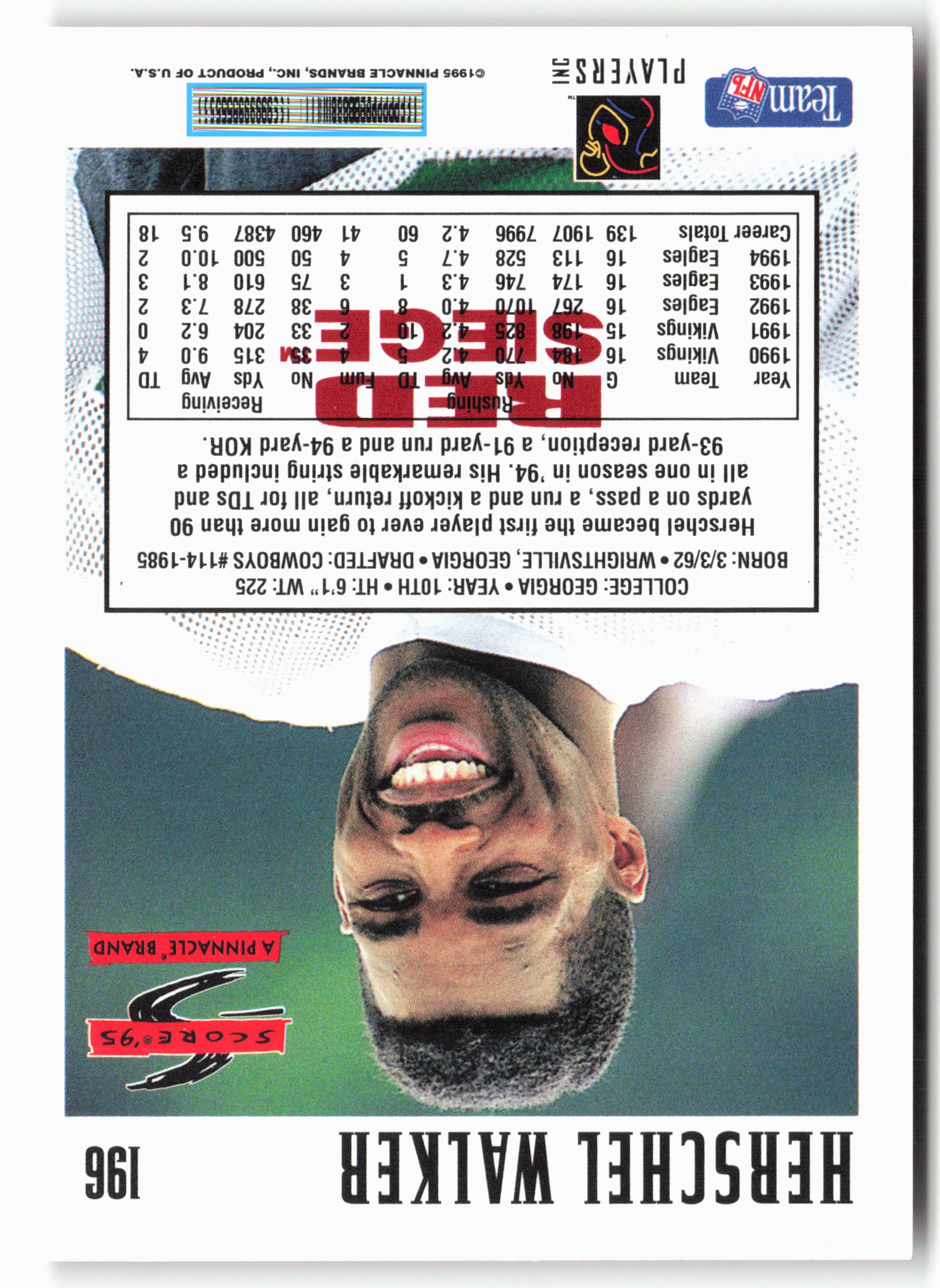 1995 Score #196 Herschel Walker Red Siege
