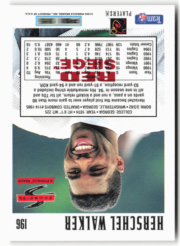 1995 Score #196 Herschel Walker Red Siege