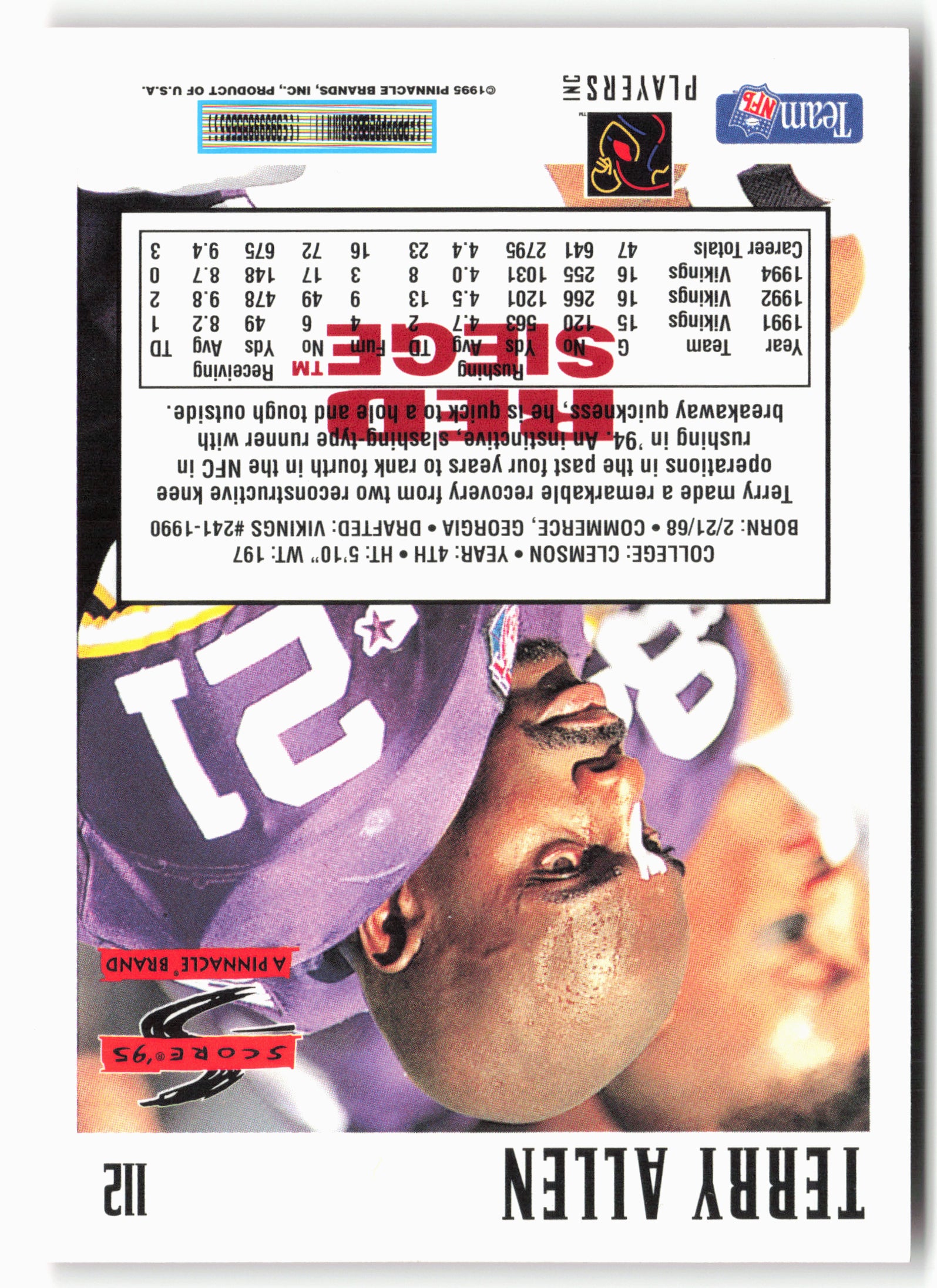 1995 Score #112 Terry Allen Red Siege